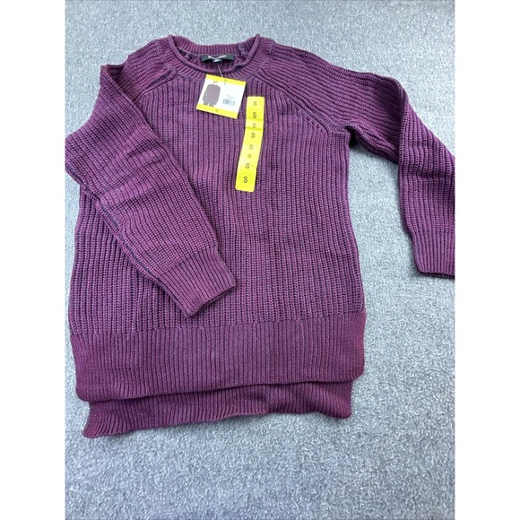 Ellen Tracy Sweater Womens Small Port Marl Burgundy Cable Knit Crew Neck New - Picture 3 of 15